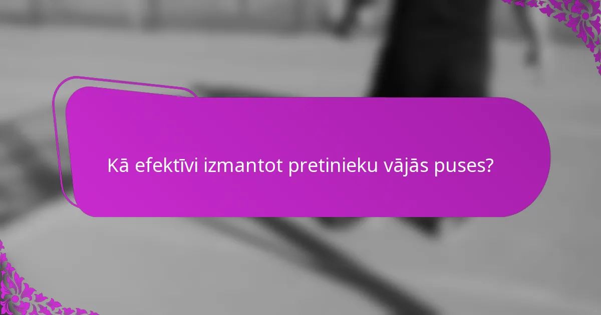 Kā efektīvi izmantot pretinieku vājās puses?