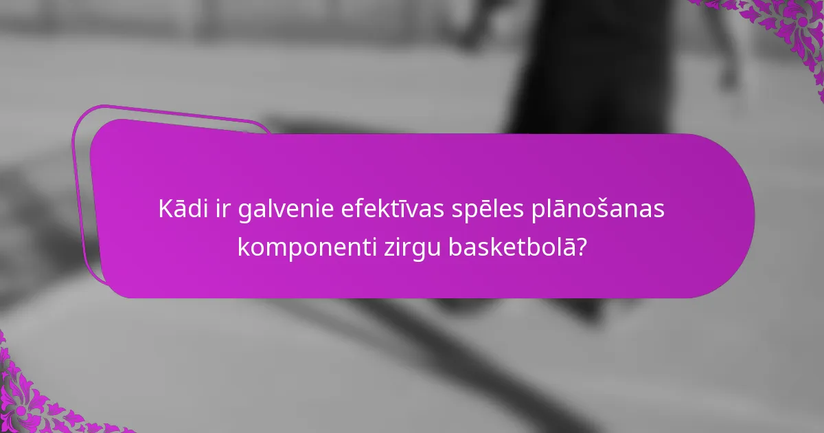 Kādi ir galvenie efektīvas spēles plānošanas komponenti zirgu basketbolā?